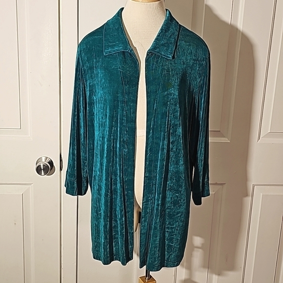 The Travelers Collection open cardigan women's 1X. Green/blue. Y2K - Picture 1 of 9